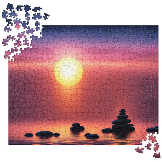 Sunset Jigsaw: Balancing Harmony in Nature's Glow