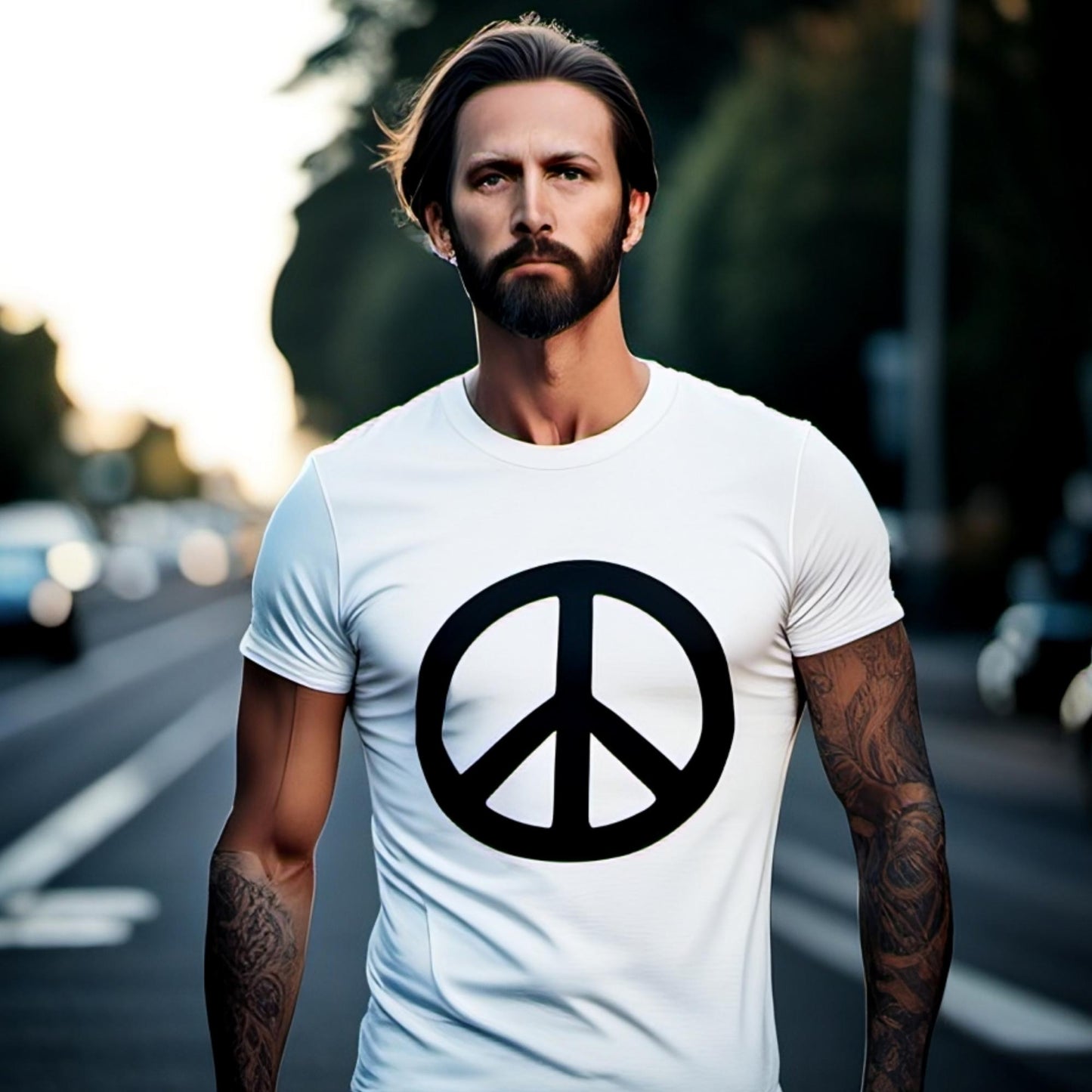 Men's Premium Peace Sign Tee: A Symbol of Wellness & Unity